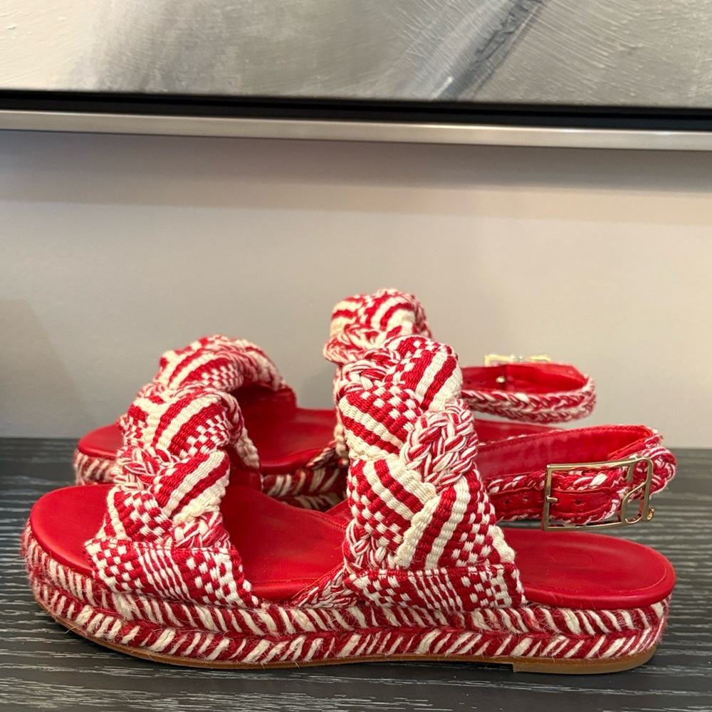 Antolina Red and White Braided Sandals